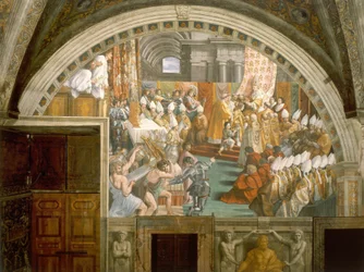 Krönung Karls des Großen durch Leo III. in St. Peter in der Weihnachtsnacht 800